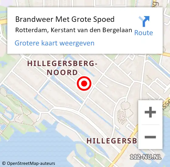 Locatie op kaart van de 112 melding: Brandweer Met Grote Spoed Naar Rotterdam, Kerstant van den Bergelaan op 8 februari 2022 10:07