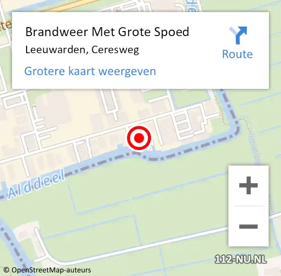 Locatie op kaart van de 112 melding: Brandweer Met Grote Spoed Naar Leeuwarden, Ceresweg op 8 februari 2022 10:17