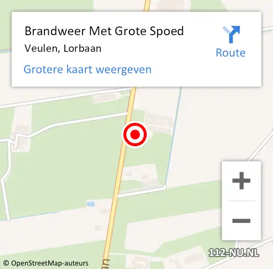 Locatie op kaart van de 112 melding: Brandweer Met Grote Spoed Naar Veulen, Lorbaan op 8 februari 2022 10:31