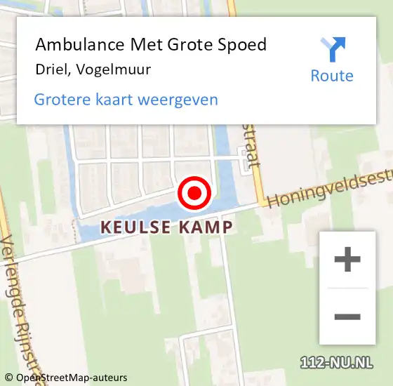 Locatie op kaart van de 112 melding: Ambulance Met Grote Spoed Naar Driel, Vogelmuur op 8 februari 2022 11:04