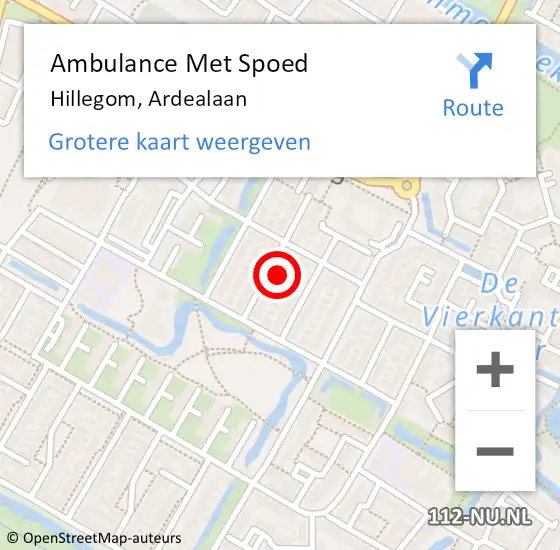 Locatie op kaart van de 112 melding: Ambulance Met Spoed Naar Hillegom, Ardealaan op 8 februari 2022 11:17