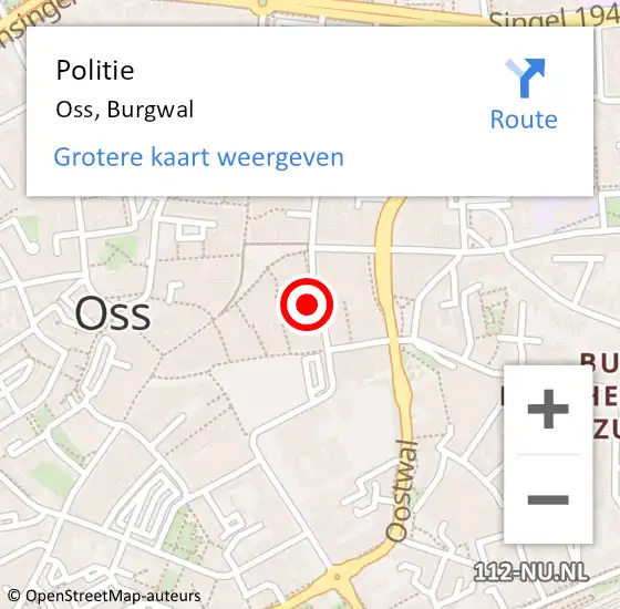 Locatie op kaart van de 112 melding: Politie Oss, Burgwal op 8 februari 2022 11:18