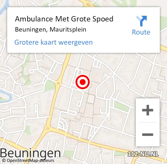 Locatie op kaart van de 112 melding: Ambulance Met Grote Spoed Naar Beuningen, Mauritsplein op 8 februari 2022 11:20