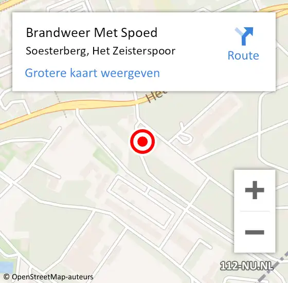 Locatie op kaart van de 112 melding: Brandweer Met Spoed Naar Soesterberg, Het Zeisterspoor op 8 februari 2022 11:21