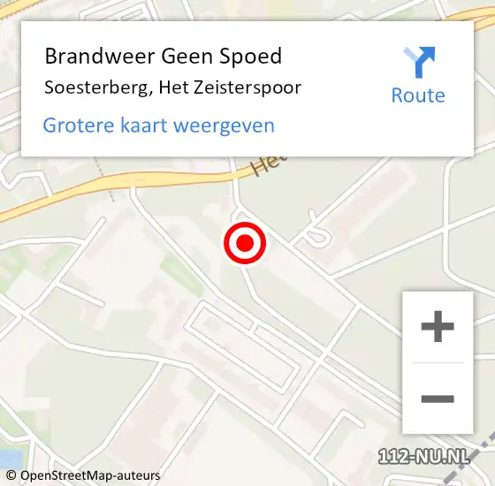 Locatie op kaart van de 112 melding: Brandweer Geen Spoed Naar Soesterberg, Het Zeisterspoor op 8 februari 2022 11:22