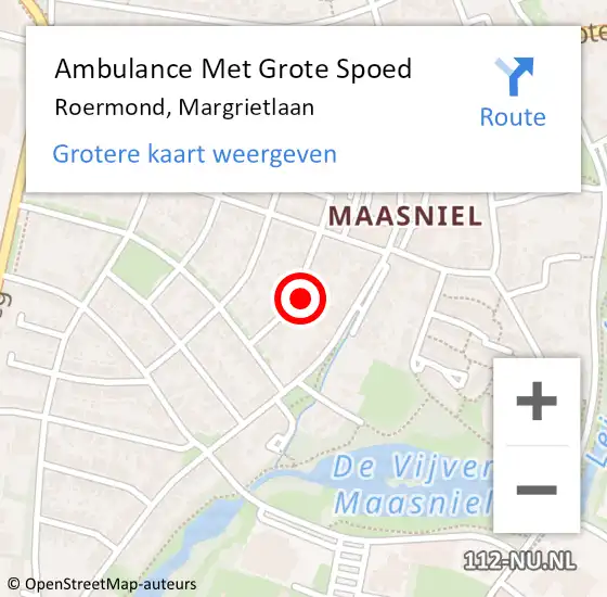 Locatie op kaart van de 112 melding: Ambulance Met Grote Spoed Naar Roermond, Margrietlaan op 8 februari 2022 11:43