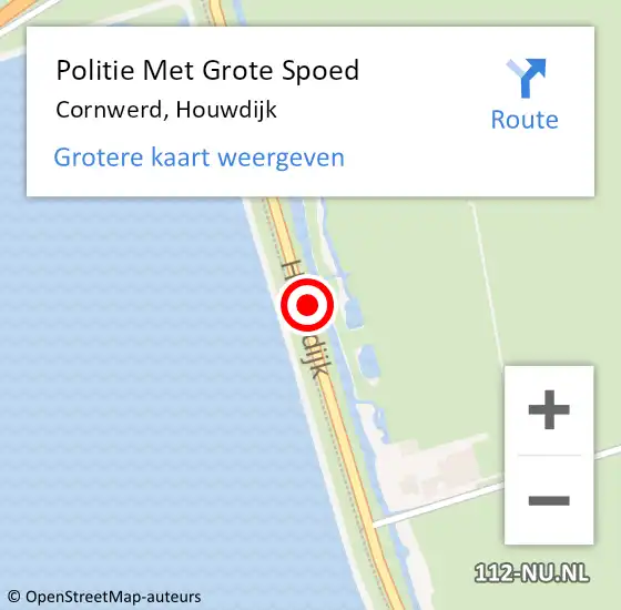 Locatie op kaart van de 112 melding: Politie Met Grote Spoed Naar Cornwerd, Houwdijk op 8 februari 2022 11:48