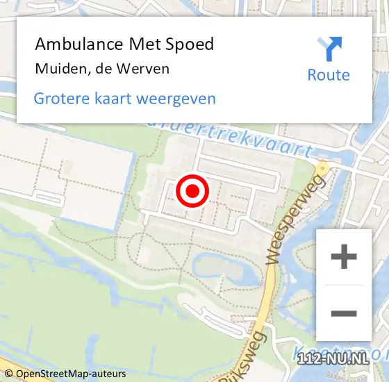 Locatie op kaart van de 112 melding: Ambulance Met Spoed Naar Muiden, de Werven op 8 februari 2022 11:57