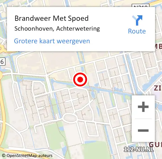 Locatie op kaart van de 112 melding: Brandweer Met Spoed Naar Schoonhoven, Achterwetering op 8 februari 2022 12:08