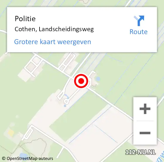 Locatie op kaart van de 112 melding: Politie Cothen, Landscheidingsweg op 8 februari 2022 12:15