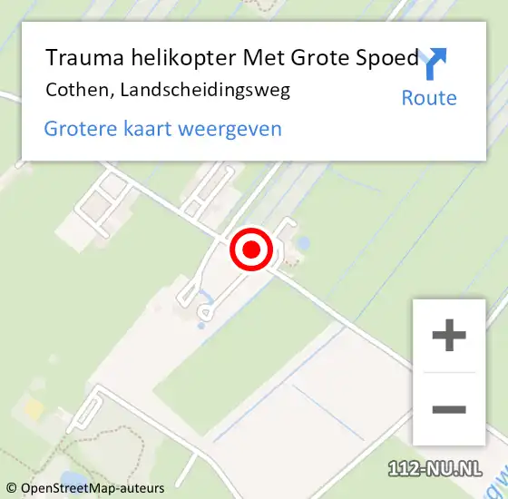 Locatie op kaart van de 112 melding: Trauma helikopter Met Grote Spoed Naar Cothen, Landscheidingsweg op 8 februari 2022 12:19