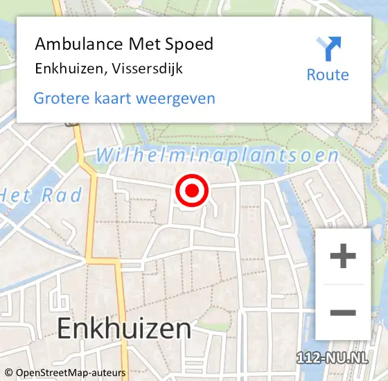 Locatie op kaart van de 112 melding: Ambulance Met Spoed Naar Enkhuizen, Vissersdijk op 8 februari 2022 12:22