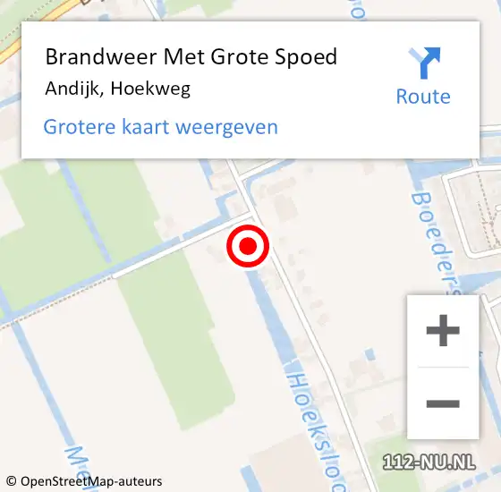 Locatie op kaart van de 112 melding: Brandweer Met Grote Spoed Naar Andijk, Hoekweg op 8 februari 2022 12:34