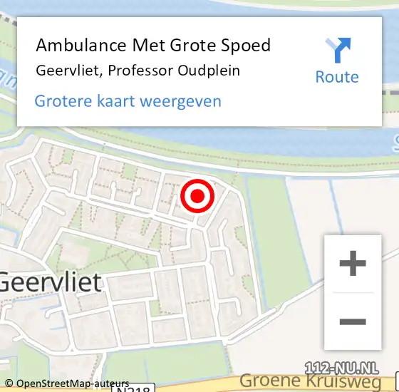 Locatie op kaart van de 112 melding: Ambulance Met Grote Spoed Naar Geervliet, Professor Oudplein op 8 februari 2022 12:39