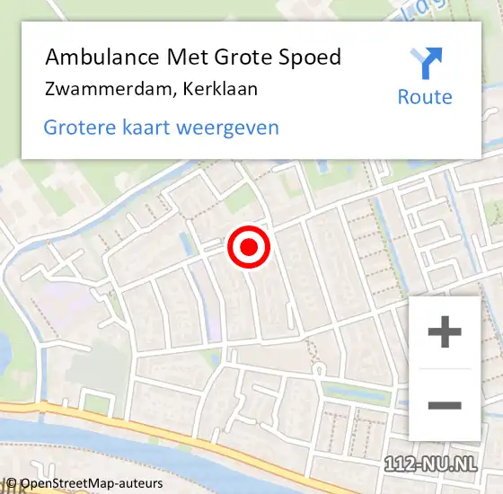 Locatie op kaart van de 112 melding: Ambulance Met Grote Spoed Naar Zwammerdam, Kerklaan op 8 februari 2022 12:59