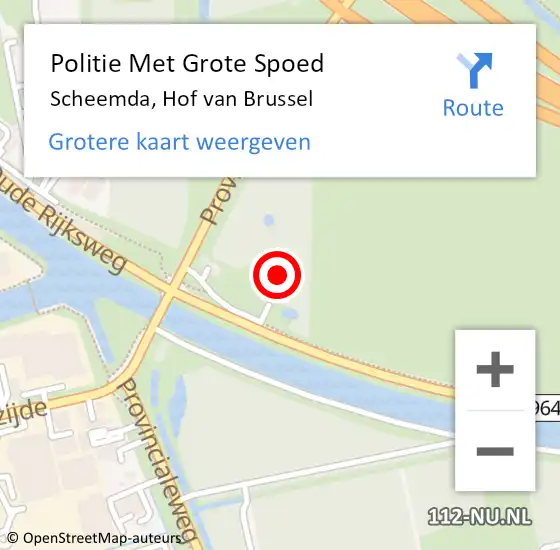 Locatie op kaart van de 112 melding: Politie Met Grote Spoed Naar Scheemda, Hof van Brussel op 8 februari 2022 13:04