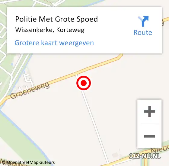 Locatie op kaart van de 112 melding: Politie Met Grote Spoed Naar Wissenkerke, Korteweg op 8 februari 2022 13:23