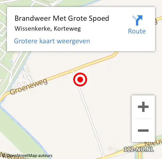 Locatie op kaart van de 112 melding: Brandweer Met Grote Spoed Naar Wissenkerke, Korteweg op 8 februari 2022 13:24