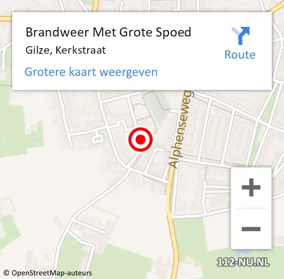 Locatie op kaart van de 112 melding: Brandweer Met Grote Spoed Naar Gilze, Kerkstraat op 8 februari 2022 13:42