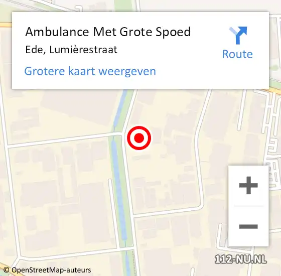 Locatie op kaart van de 112 melding: Ambulance Met Grote Spoed Naar Ede, Lumièrestraat op 8 februari 2022 13:51