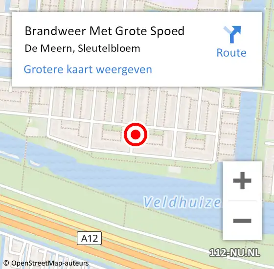 Locatie op kaart van de 112 melding: Brandweer Met Grote Spoed Naar De Meern, Sleutelbloem op 8 februari 2022 14:04