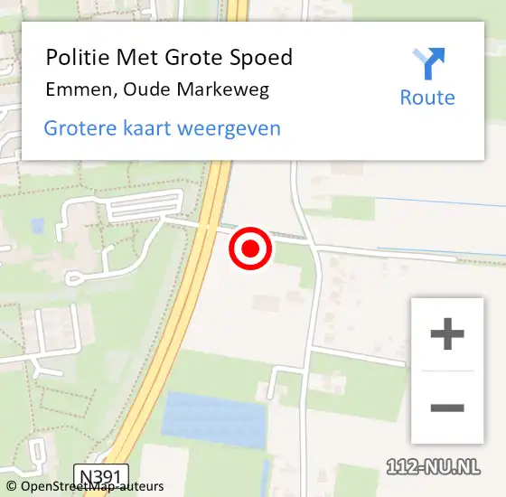 Locatie op kaart van de 112 melding: Politie Met Grote Spoed Naar Emmen, Oude Markeweg op 8 februari 2022 14:10