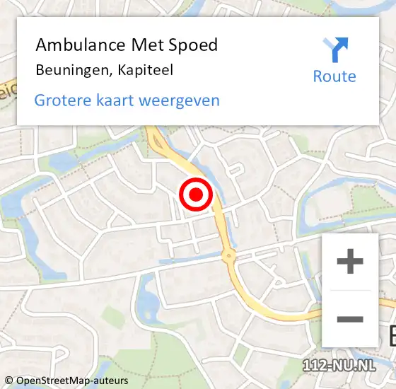 Locatie op kaart van de 112 melding: Ambulance Met Spoed Naar Beuningen, Kapiteel op 8 februari 2022 14:25