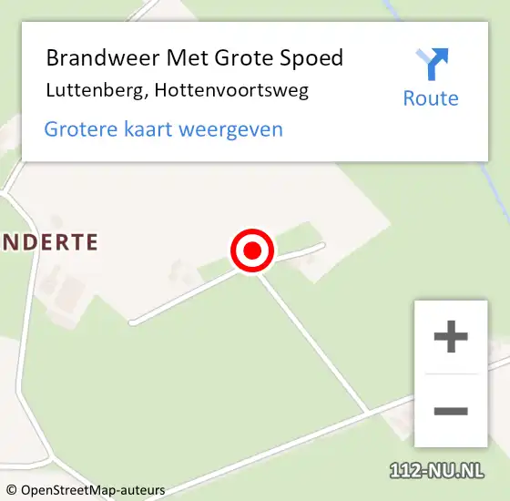 Locatie op kaart van de 112 melding: Brandweer Met Grote Spoed Naar Luttenberg, Hottenvoortsweg op 8 februari 2022 14:26