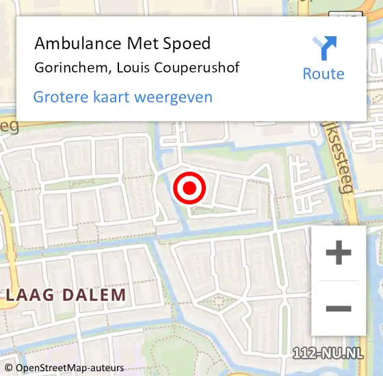 Locatie op kaart van de 112 melding: Ambulance Met Spoed Naar Gorinchem, Louis Couperushof op 8 februari 2022 14:33