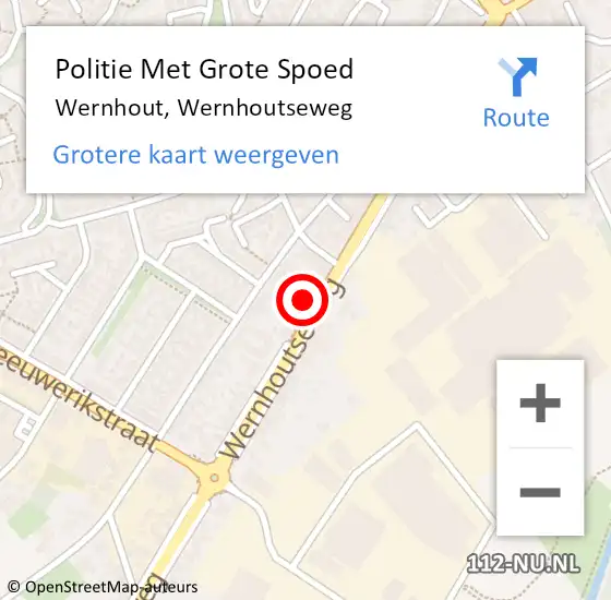 Locatie op kaart van de 112 melding: Politie Met Grote Spoed Naar Wernhout, Wernhoutseweg op 8 februari 2022 15:35