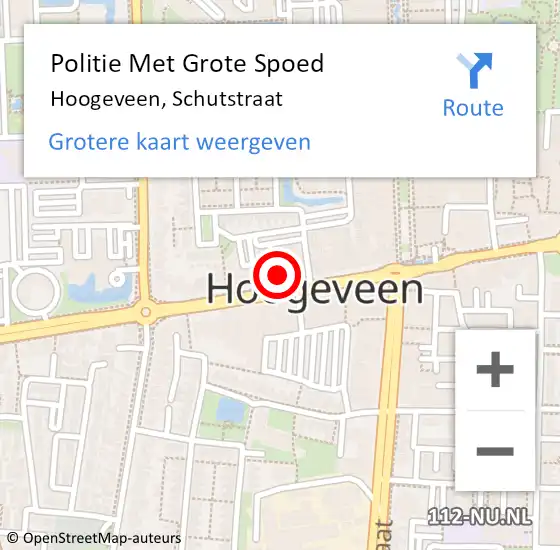 Locatie op kaart van de 112 melding: Politie Met Grote Spoed Naar Hoogeveen, Schutstraat op 8 februari 2022 15:46