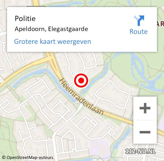 Locatie op kaart van de 112 melding: Politie Apeldoorn, Elegastgaarde op 8 februari 2022 16:12