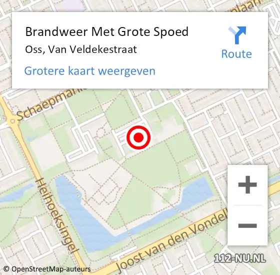 Locatie op kaart van de 112 melding: Brandweer Met Grote Spoed Naar Oss, Van Veldekestraat op 8 februari 2022 16:17