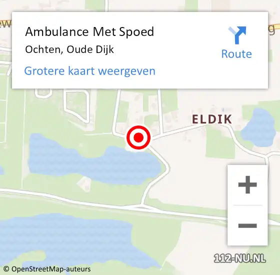 Locatie op kaart van de 112 melding: Ambulance Met Spoed Naar Ochten, Oude Dijk op 8 februari 2022 16:26