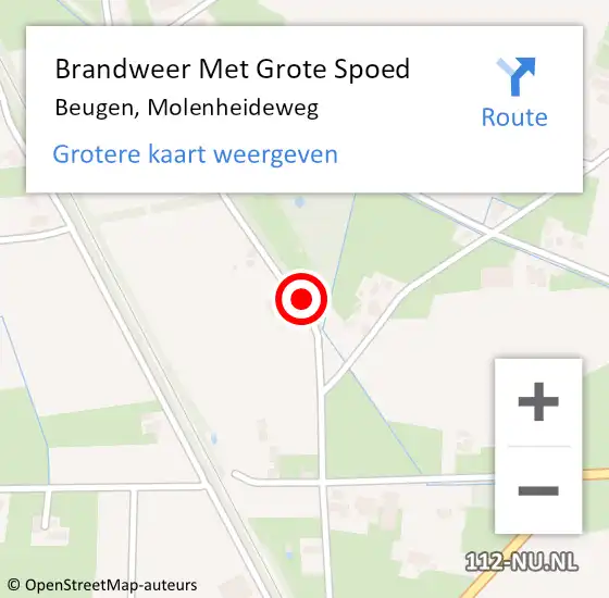 Locatie op kaart van de 112 melding: Brandweer Met Grote Spoed Naar Beugen, Molenheideweg op 8 februari 2022 17:00