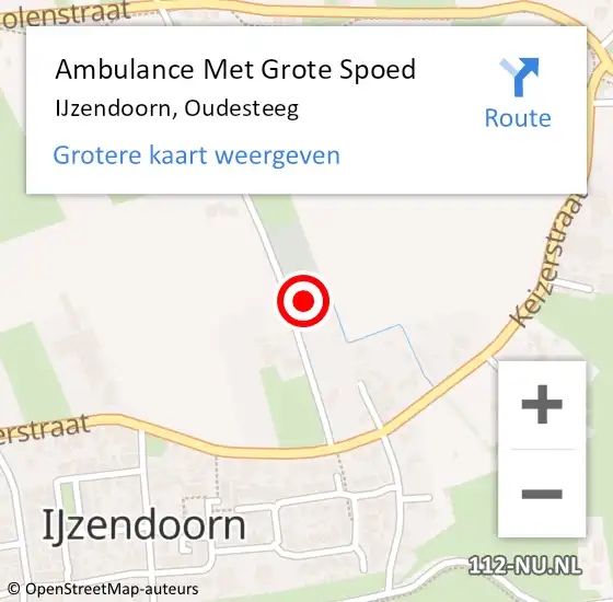 Locatie op kaart van de 112 melding: Ambulance Met Grote Spoed Naar IJzendoorn, Oudesteeg op 8 februari 2022 17:00