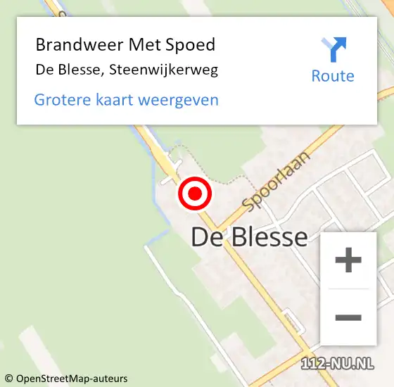 Locatie op kaart van de 112 melding: Brandweer Met Spoed Naar De Blesse, Steenwijkerweg op 8 februari 2022 17:03