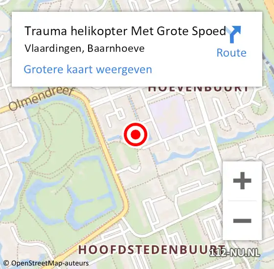 Locatie op kaart van de 112 melding: Trauma helikopter Met Grote Spoed Naar Vlaardingen, Baarnhoeve op 8 februari 2022 17:04