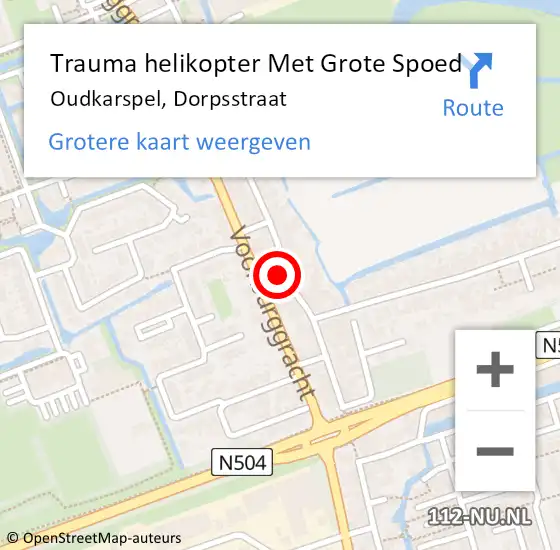 Locatie op kaart van de 112 melding: Trauma helikopter Met Grote Spoed Naar Oudkarspel, Dorpsstraat op 8 februari 2022 17:05
