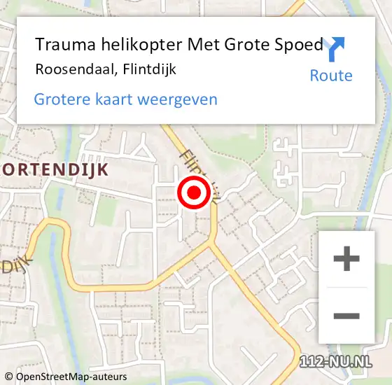 Locatie op kaart van de 112 melding: Trauma helikopter Met Grote Spoed Naar Roosendaal, Flintdijk op 8 februari 2022 17:07