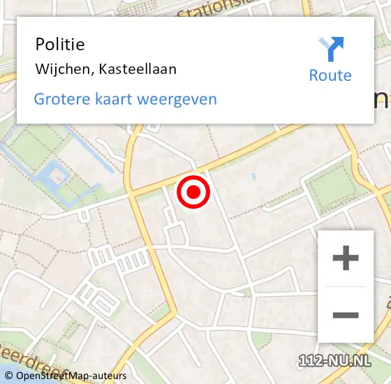 Locatie op kaart van de 112 melding: Politie Wijchen, Kasteellaan op 8 februari 2022 17:12