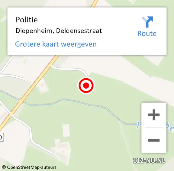 Locatie op kaart van de 112 melding: Politie Diepenheim, Deldensestraat op 8 februari 2022 17:12