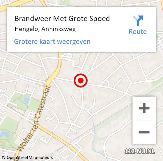 Locatie op kaart van de 112 melding: Brandweer Met Grote Spoed Naar Hengelo, Anninksweg op 8 februari 2022 17:16