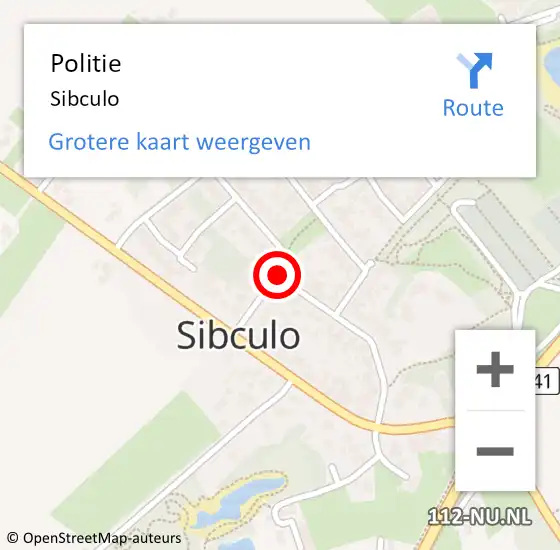 Locatie op kaart van de 112 melding: Politie Sibculo op 8 februari 2022 17:17