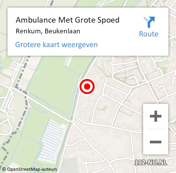 Locatie op kaart van de 112 melding: Ambulance Met Grote Spoed Naar Renkum, Beukenlaan op 8 februari 2022 17:18