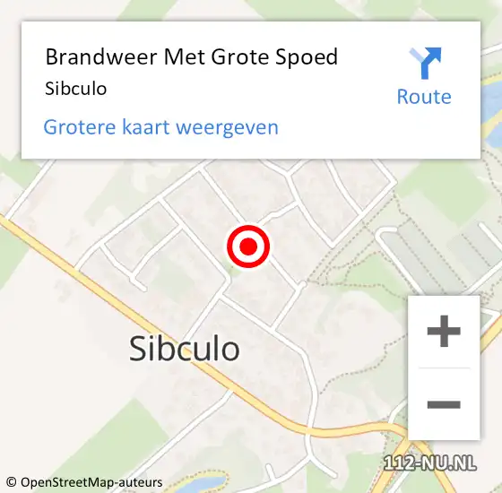 Locatie op kaart van de 112 melding: Brandweer Met Grote Spoed Naar Sibculo op 8 februari 2022 17:18