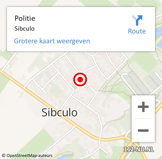 Locatie op kaart van de 112 melding: Politie Sibculo op 8 februari 2022 17:19