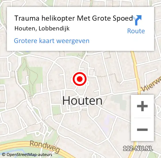 Locatie op kaart van de 112 melding: Trauma helikopter Met Grote Spoed Naar Houten, Lobbendijk op 8 februari 2022 17:19