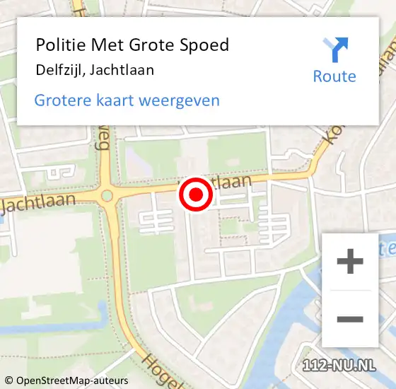 Locatie op kaart van de 112 melding: Politie Met Grote Spoed Naar Delfzijl, Jachtlaan op 8 februari 2022 17:24