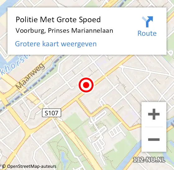 Locatie op kaart van de 112 melding: Politie Met Grote Spoed Naar Voorburg, Prinses Mariannelaan op 8 februari 2022 17:39